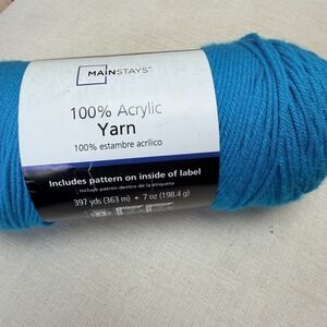 Mainstays Medium Acrylic Yarn, 397 yd / 7oz+ Teal Skein